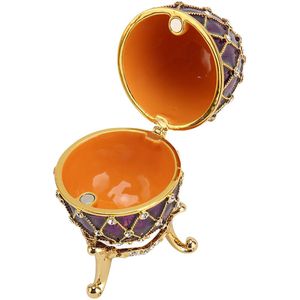 Snuisterijdoosje Ei Geëmailleerde Sieraden Doos, Ei Sieraden Dozen voor Home Decor, Klassieke Ornamenten Metalen Ambachtelijke voor Home Decor (Purper)