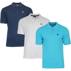 3-Pack Donnay - Polo (Noah) - Sportpolo - Heren - Navy/White/Turquoise (691) - maat XL