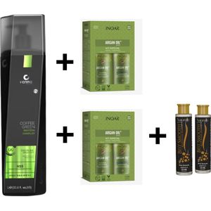 Honma Tokyo Coffee Green 1000ml + 2 X Inoar Argan Oil Keratine Treatment Keratin Shampoo & Conditioner 2x250ml