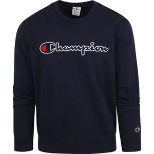 Champion - Sweater Script Donkerblauw Logo - Heren - Maat L - Comfort-fit
