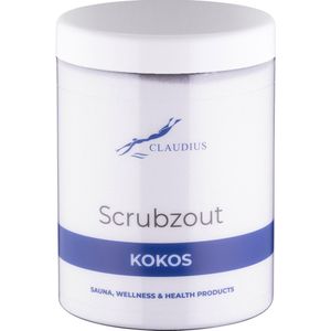 Scrubzout Kokos in handige pot - 1250 gram - met witte deksel - Hydraterende Lichaamsscrub