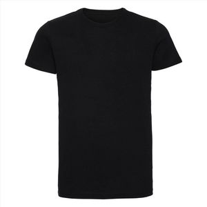 Set van 2x stuks basic Ronde hals t-shirt vintage washed zwart voor heren - Ondershirts voor mannen, maat: 2XL (44/56)