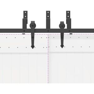 Beslagset - Schuifdeuren - Zwart - Gepoedercoat Staal