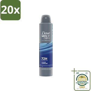 20 x Dove Men+Care Deodorant Spray - Clean Comfort - 200 ml - Grootverpakking - Deodorant Spray - Zweetbestrijding - Geurbestrijding - Anti-transpirant - Huidbescherming