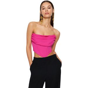 Trendyol Ecru Beugel Gedetailleerde Gebreide Satijnen Bustier Tprss23Bs00006