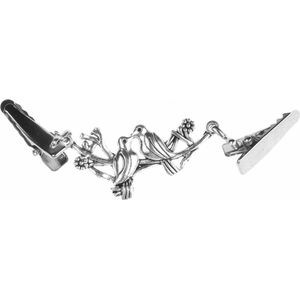 Fako Bijoux® - Vestsluiting - Vestclip - Sjaalspeld - Vestklem - Vogels - Zilverkleurig