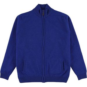 Osborne Knitwear Windstopper cardigan met rits heren – Trui met rits heren in Lamswol - Pullover Heren - Sapphire - Voering met golfprint - L