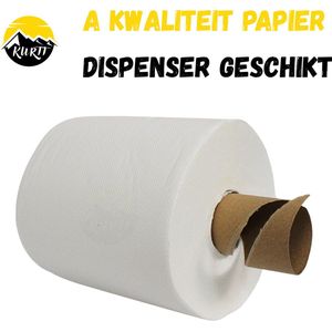 KURTT Poetsrol - Handdoekrol Midi 2-laags - 6 rollen - schoonmaak papier - poetspapier