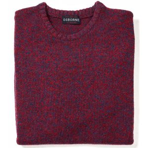 Osborne Knitwear Trui met vervilte ronde hals - Lamswol - Rhapsody/Poppy Melange - 2XL