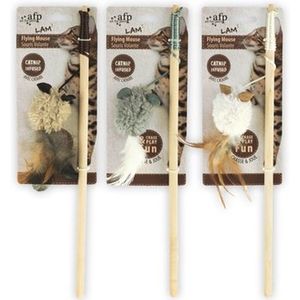 AFP Lambswool-Wand+Mouse with Feather Catnip Speelgoed voor katten - Kattenspeelgoed - Kattenspeeltjes
