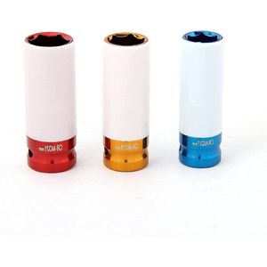 3-delige lichtmetalen wieldoppen set voor auto - inclusief dunne wandcontactdoos en metrische wielmoeren - 17 mm, 19 mm, 21 mm - 1/2 inch aandrijving