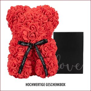 Rozenbeer - Rood - 30 x 30 cm - Rose Bear - Rose Teddy - Valentijn - Moederdag - Rozen Teddy Beer