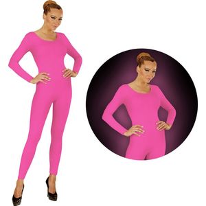 Widmann - Dans & Entertainment Kostuum - Neon Roze Bodysuit Glow - Vrouw - Roze - XL - Carnavalskleding - Verkleedkleding