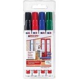 edding 3000 permanent marker - 4 stuks - zwart/blauw/rood/groen - ronde punt 1,5-3 mm - sneldrogende permanent marker - water- en wrijfvast - voor karton, kunststof, hout, metaal - universele marker - Alcoholstift