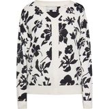 Usha - Trui - Zwart/Wit - V-hals - Bloemenprint