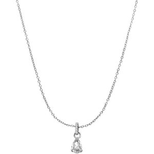 Lucardi Dames Zilveren ketting met hanger druppel zirkonia - Ketting - 925 Zilver - Zilverkleurig - 45 cm