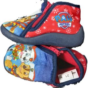 Paw Patrol sloffen - pantoffels - Chase - Marshall - blauw - rubberen zool - rits - maat 21