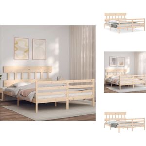 vidaXL Bed Grenenhouten - 205.5 x 155.5 x 81 cm - Multiplex lattenbodem - King Size - Onbehandeld - Bed