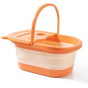 S&E Opvouwbaar Voetbad met Deksel – Voor Diepe Ontspanning Thuis - Oranje