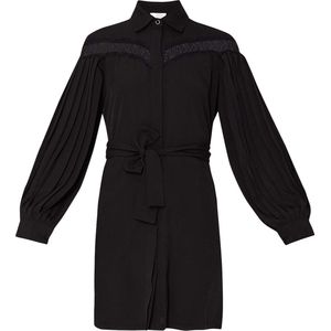 Liu Jo Abito Camicia Lace E Plisse Dames - Jurk - Zwart - Maat 36