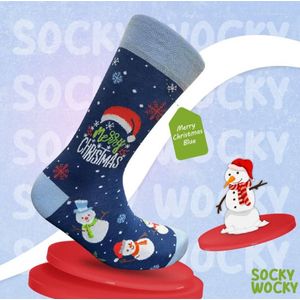 MERRY CHRISTMAS / KERST SNEEUWMAN - SOKKEN - 2 Pack - Grappige Sokken voor Mannen & Vrouwen - One Size (37-44) Sokken - Humorvolle Huissokken - Geschenk voor Heren, Dames, Vader, Moeder, Vriendin, Zus, Oma - Cadeau SOCKY WOCKY