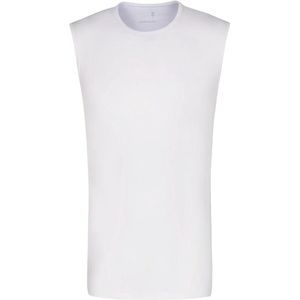 Heren T-shirt - Regular Fit - Uni - Ronde hals - Zonder mouwen - Stretch - Wit