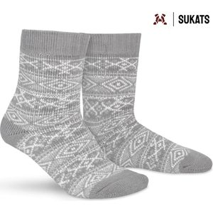 BLACK FRIDAY - Sukats® Noorse Huissokken - 1 Paar - Maat 39-42 - Grijs - Dames Huissokken - Warme Sokken - Wollen Sokken - Slofsokken - Bedsokken - Verwarmde Sokken - Nordic Socks - Scandinavische Sokken