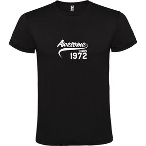 Zwart T-Shirt met “Awesome sinds 1972 “ Afbeelding Wit Size S