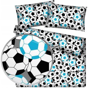 Voetbal Beddengoed Set Blauwe Ballen 160x200 cm - 100% Katoen