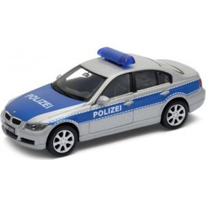 BMW 330i Politie (Zilver) (12 cm) 1/34 Welly {Modelauto - Schaalmodel - Miniatuurauto - Speelgoed | Ambulance Politie Brandweer | Brandweerauto Brandweerwagen Politieauto Politiewagen Ambulancewagen}