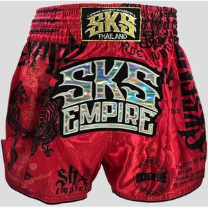 SKS Muay Thai Shorts Sakyant “Stickerbomb” - Rood / Zwart XXL
