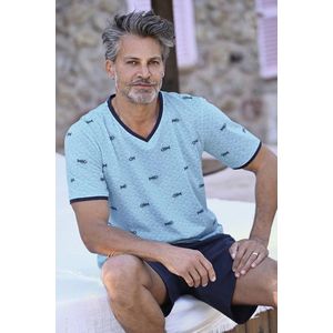 Lichtblauwe heren shortama haaien - Blauw - Maat - 46