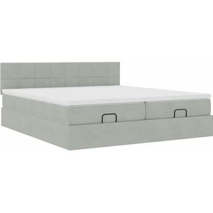 vidaXL - Ottoman - bed - met - matrassen - 180x200cm - fluweel - lichtgrijs