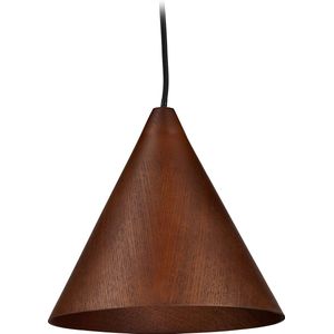 relaxdays hanglamp hout - plafondlamp industrieel - houten lamp - kegelvormige kap - E27