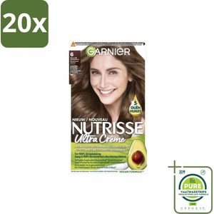 20 x Garnier - Nutrisse Ultra Crème 6 - Haarkleuring - Natuurlijk Donkerblond - Intens Voedend - Permanente Kleur - Grootverpakking - Haarverf - Permanente Haarkleur - Donkerblond - Nutrisse Ultra Crème - Grijsdekking