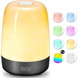 YONO Wake Up Light - Lichtwekker - Digitale Wekker - met 7 Natuurgeluiden - Slaapkamer - Zwart