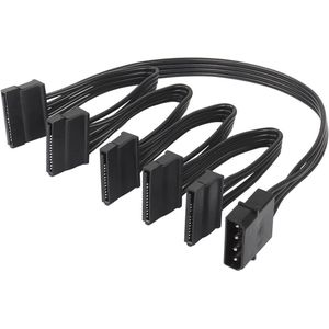 SATA Voedingskabel Splitter 4Pin naar 5x SATA 15Pin voor HDD, SSD, Optische Schijven