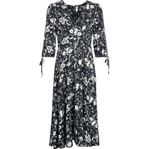 Hell Bunny Star Sign Maxi Dress Lange jurk zwart-grijs-wit XXL - Viscose - Gothic