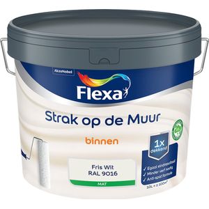 Flexa Strak op de Muur Muurverf - Mat - Mengkleur - Fris wit / RAL 9016 - 10 liter