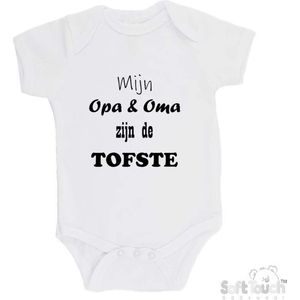 100% katoenen Romper ""Mijn Opa & Oma zijn de TOFSTE"" Unisex Katoen Wit/zwart 68/74