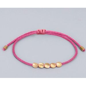 Premium handgemaakte Tibetaanse koperen kralen armband - Pink - Roze