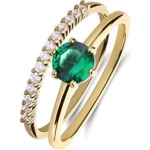 Lucardi - Dames Zilveren Ring - Goudkleurig - 925 Zilver - 18 / 57 mm