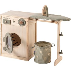 Howa houten Kinderwasmachine - speelgoedwasmachine - met waslijn, strijkplank, wasmand en strijkijzer - 48142
