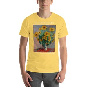 Famous Piece - Kunst T-shirt - Claude Monet 'Bouquet of Sunflowers' - Unisex - Geel - S