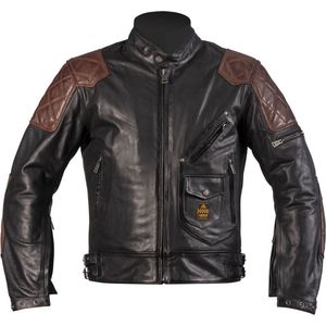 Helstons Chuck Buffle & Vachette Black Camel Motorcycle Jacket XL - Maat - Jas