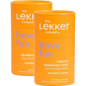 The Lekker Company deodorant stick mandarijn & citroen duoverpakking