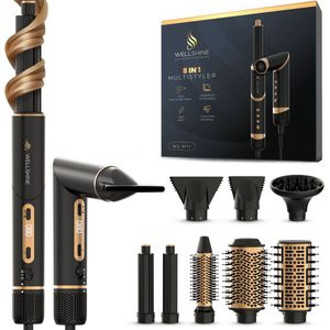 Wellshine 8-in-1 Airstyler met Diffuser - Multistyler - Fohnborstel - Haardroger - Warmteborstel - Krulborstel - Krultang - Stijlborstel - Airwrap