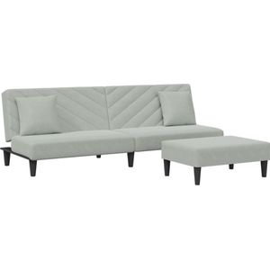 vidaXL - 2-delige - Loungeset - met - kussens - fluweel - lichtgrijs