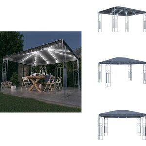 vidaXL Prieel Met Lichtslinger - Prieeëlen Met Lichtslingers - Luifel - Luifels - Prieel met LED-lichtslinger 400x300 cm antracietkleurig