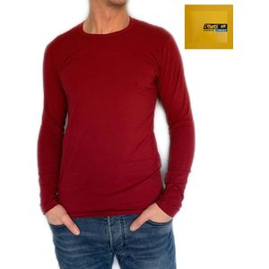 Embrator mannen Longsleeve T-shirt ronde hals donker rood maat M